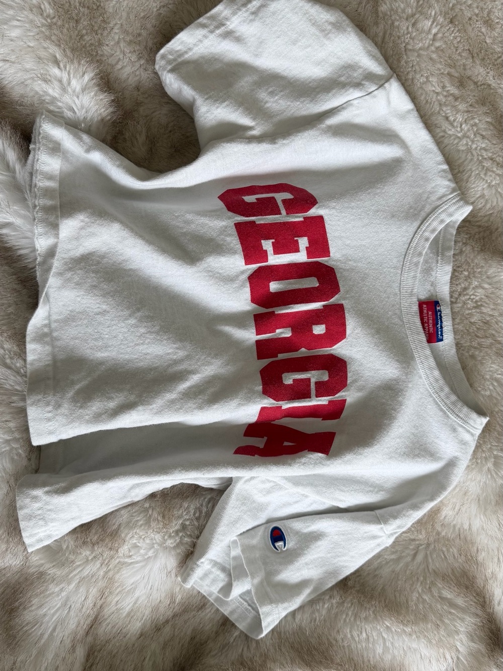Champion White Tee with Red GEORGIA Graphic